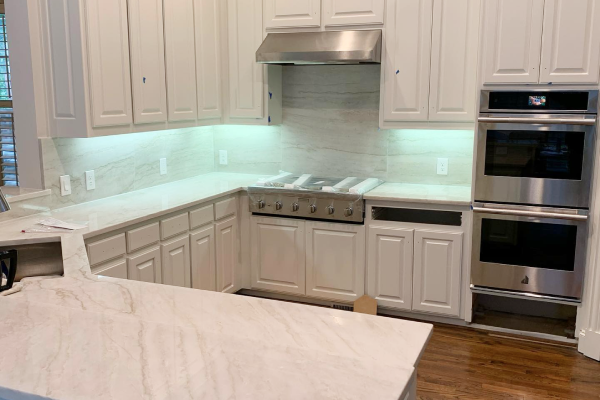 Kitchen remodel with white cabinets in Preston Hollow, TX